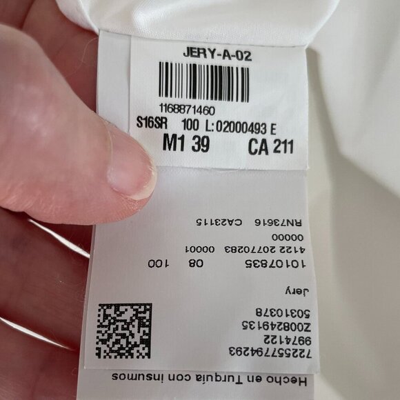 Boss Hugo Boss Slim Fit Jery LS Button Down Dress Cotton Shirt White Sz 15.5/39 - Picture 12 of 15